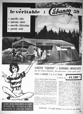 PUBLICITÉ DE PRESSE 1959 LE VÉRITABLE CABANON TENTES A ARMATURE 3 à 8 PLACES 