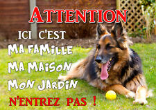 plaque chien berger allemand métal 29x20 cm percée aux 4 coins réf 61