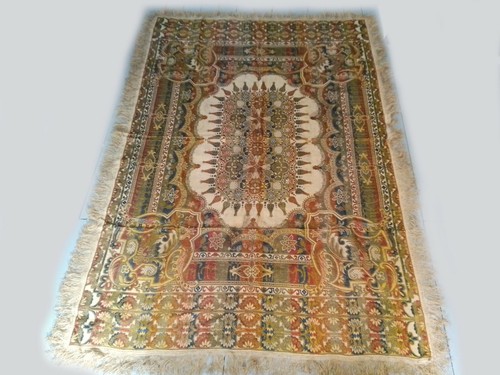 Ancien tapis frangé table - ancien,