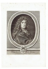 C12/11-GRANDE GRAVURE ORIGINALE-CHARLES LE BRUN-ARTISTE PEINTRE-[LUBIN]-18 ème