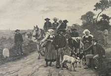Trégunc Finistère Bretagne retour de la foire après Deyrolle 1844-1923 Par Baude
