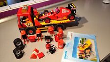 QV LOT PLAYMOBIL VOITURE COURSE FORMULE 1 FERRARI F1 CAMION PLATEAU REMORQUAGE