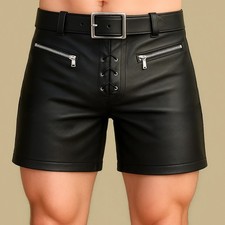 Nouveau short en cuir noir à