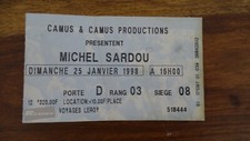 MICHEL SARDOU BILLET TICKET CONCERT 1998 BERCY MUSIQUE VINYLE PARIS