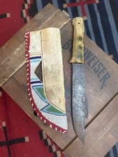 Étuis À Couteau Et Couteau Amérindien Sioux Lakota Rawhide Perlé