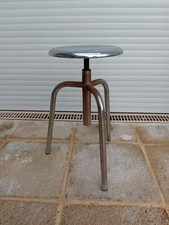 Ancien Tabouret Industriel Moderniste Metal Réglable 