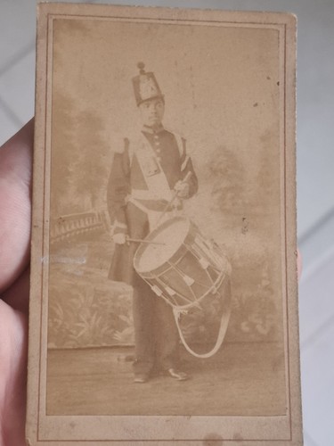 Cdv rare musicien tambour - cdv,
