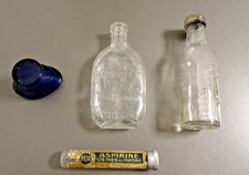 lot 4 RECIPIENT verre vide médicaments ASPIRINE FOURNIER OPTRAEX 1950 ABE