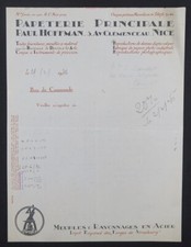Facture NICE 1936 PAPETERIE HOFFMAN dessin compas STRAFOR illustrée billhead 106
