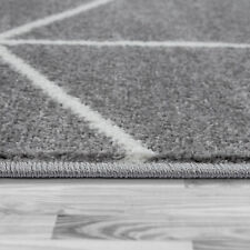 Tapis De Salon, Poils Ras Style Scandinave Motif Losanges, Gris