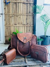 Sacoche Ordinateur Portable Sac Véritable Cuir de Chèvre Vintage Deux Offert