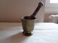 ANCIEN MORTIER ET PILON D'APOTHICAIRE EN BRONZE SIGNÉ HB