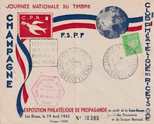 Enveloppe Philatélique Journée du timbre Champagne 1942 