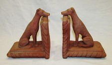 PAIRE SERRE-LIVRES CHIEN LEVRIER TERRE CUITE ART-DECO dogs terra cotta book ends