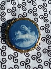 Camée broche ronde Limoges Camille Tharaud scène mythologique années 1940/1950