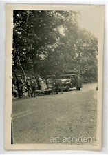 Snapshot - THE ACCIDENT Car Vs Motorcycle Vintage Found Photo 1940s Automobilia