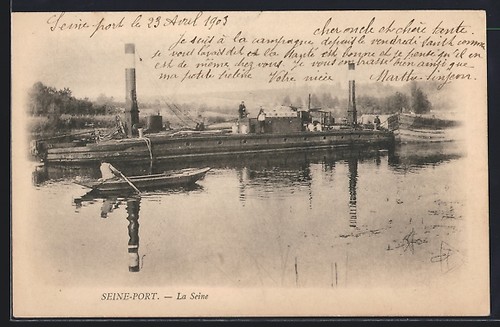 Cpa seine port avec - seine-port,, la