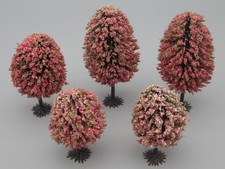 5 arbres boules roses sur pied hauteur 7-11 cm