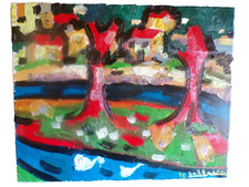 huile/toile paysage 41x33 François DELTRIEU DLG Autran Vlaminck Réf ARTMAJEUR