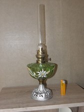 antique hand painted /Enameled Victorian/French glass oil lamp