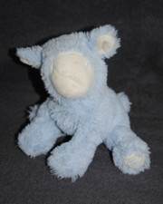 ?Peluche Doudou Mouton AVENE Pédiatril Bleu Spirale Blanc Poil Long Agneau TTBE