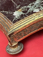 Base D’encrier De Bureau Trilobé Napoléon III Marbre & Laiton Doré XIX°