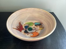 VALLAURIS BELLE COUPE EN CÉRAMIQUE ÉMAILLÉE MC TREINEN DÉCOR ANIMAL STYLISÉ