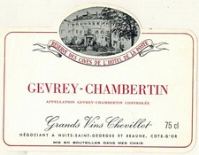France-Etiquette grand vin de Bourgogne-Gevrey-Chambertin-75cl-Chevillot-Réf.496