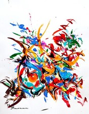 Tableau KSPERSEE peinture abstrait mixed sur papier signe coté drouot