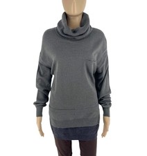 ERYN BRINIE Femme Pull En Laine Mélangée Gris Col Roulé Taille M