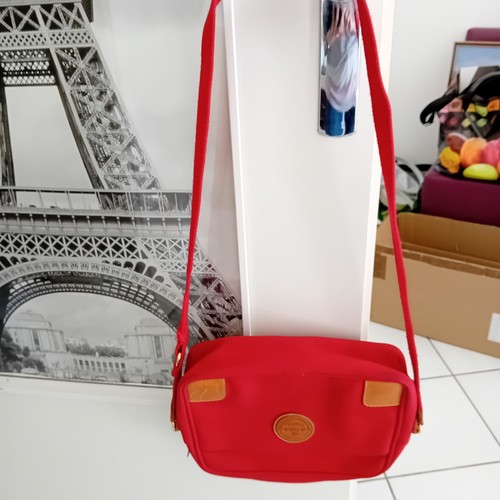 Lancel besace toile rouge - besace, en
