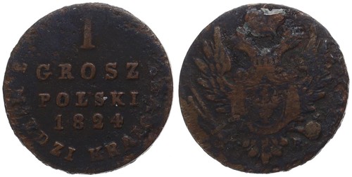 Pologne grosz 1824 cuivre - grosz,