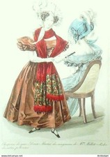 Gravure Costume Parisien 1831 # 2929 (eau forte) Robes de satin polonais