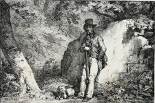 Chasseur Chien LITHOGRAPHIE