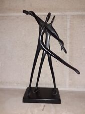 Grande statuette sculpture bronze duo danseurs art contemporain Moderne 30,5 cm.