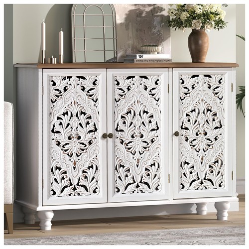 White carved sideboard buffet - white,