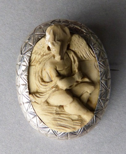 Broche argent camée pierre - broche,