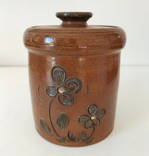 Pot à thé vintage en grès brun fleuri – La Poterie des Mottes – Saint-Amand