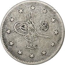 Turquie, Abdul Hamid II, 2 Kurush, 1902 / AH 1293//28, Qustantiniyah, Argent