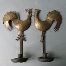 paire d'appliques coq, cuivre