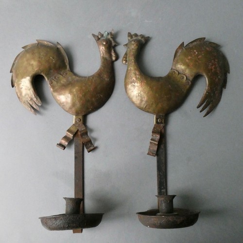 Paire appliques coq cuivre - d'appliques,