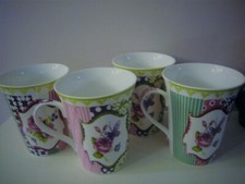 4 MUGS FRENCH MAJOLICA BY FRAGONARD  PERFUMER  FROM GRASSE COTE D'AZUR