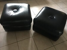 2 POUFS CARRE CUIR VERITABLE