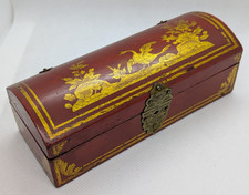 ANCIENNE BOITE ECRIN COFFRET EN BOIS PEINT ROUGE ET OR LOUIS 16 - 18ème