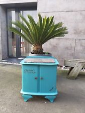 Table de chevet vintage année 50 bleu vert