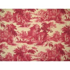 TOILE DE JOUY SCÈNE DE PÊCHE COLORIS ROUGE 