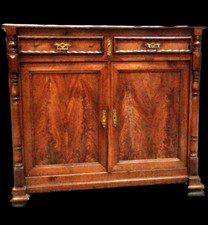 meuble deux portes deux tiroirs, demi colonnes en noyer massif . XX siècle .