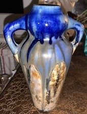 Vase amphore en grès à coulures période art déco non signé