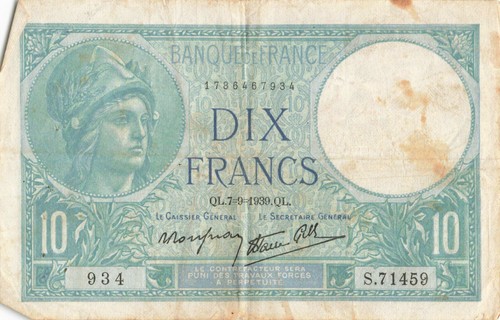 Ancien billet banque - de,