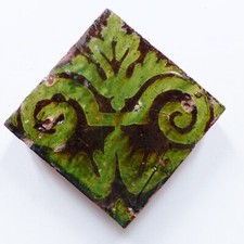 RARE & SUPERB MEDIEVAL EARTHENWEAR FLOOR TILE 15th CENTURY ( #3 )